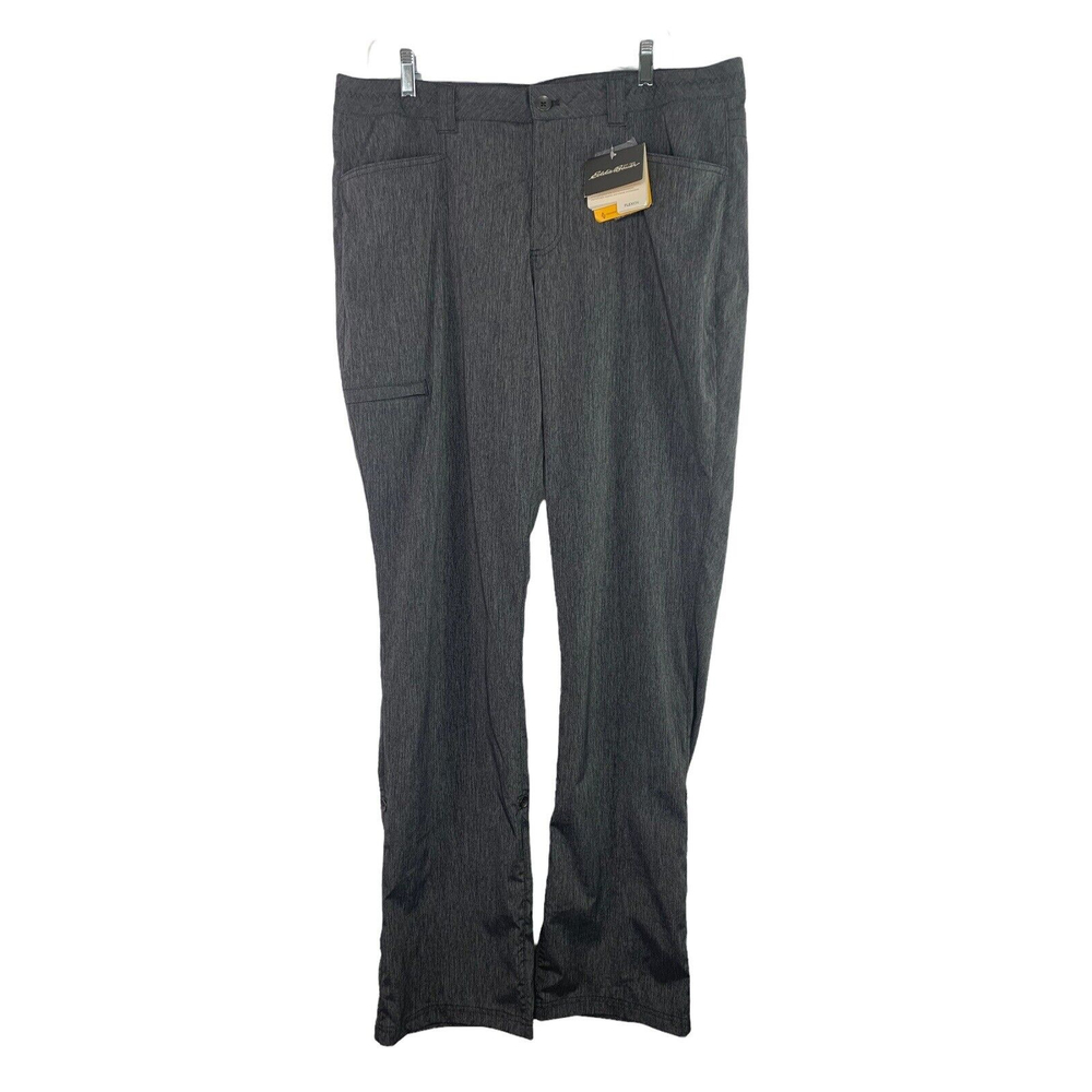 Womens Eddie Bauer Flexion Hiking Nylon Travel Pants size 16 Tall Grey NWT